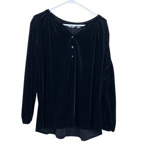 Cafe Marrakesh Long Sleeve Black Velvet Long Sleeve Top Size Medium